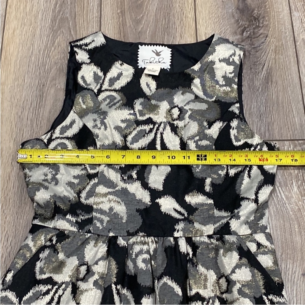 ANTHROPOLOGIE TABITHA Black Gold Floral A-Line Dress Lined w/ Pockets Sz 6 - Picture 11 of 16